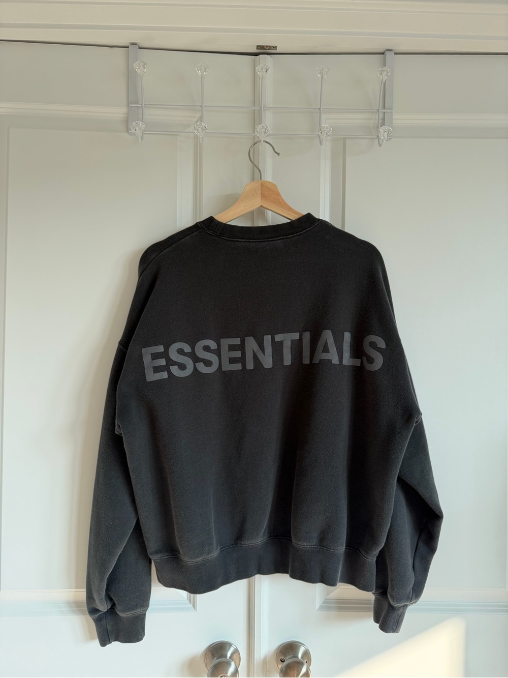 Essentials Black Crewneck with Tonal Back Logo